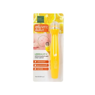 Baby Bright LEMON & VIT C, Whitening Dark Spot Roller Serum (Сыворотка-роллер С ЛИМОНОМ И ВИТАМИНОМ С, для устранения темных пятен на коже лица от постакне), 15 мл.