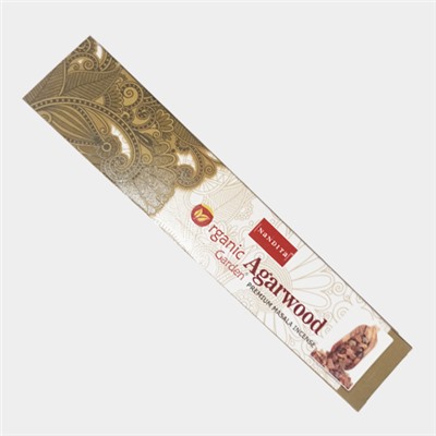 ORGANIC Garden AGARWOOD Premium Masala Incense, Nandita (ОРГАНИК Гарден АГАРОВОЕ ДЕРЕВО премиум благовония палочки, Нандита), 15 г.