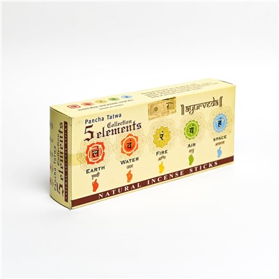 Natural Incense Sticks PANCHA TATWA, 5 Elements (НАБОР натуральных благовоний ПАНЧА ТАТВА, ПЯТЬ ЭЛЕМЕНТОВ), упаковка 5 шт.