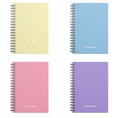 Записная книжка на спирали пластиковая обложка А6 80л клетка "Pastel" ассорти 50161 ErichKrause