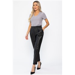 Брюки с кожаной вставкой Дарнель (черные) Б14349-10М