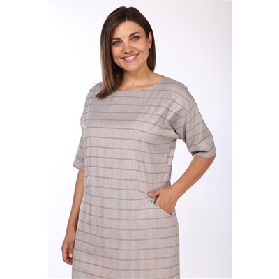 Lady Style Classic 926/12 серый_с_розовым_"Клетка", Платье
