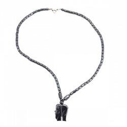 БУСЫ ИЗ ГЕМАТИТА с подвеской СЛОН SEW42-43 - целебные, дарют защиту от негативной энергии (длина нити 45 см.), 1 шт.