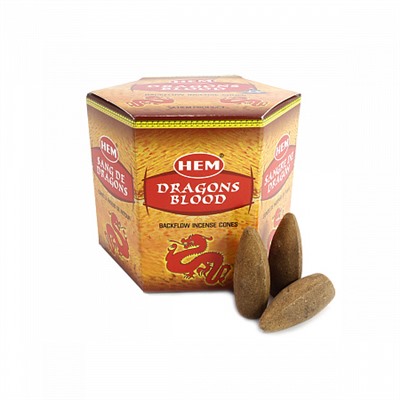 DRAGONS BLOOD Backflow Incense Cones, Hem (КРОВЬ ДРАКОНА благовония пуля стелющийся дым, Хем), уп. 40 конусов.