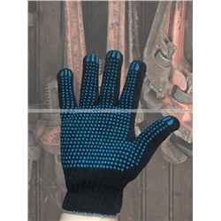 5 ПАР - Перчатки рабочие хб с ПВХ - 10 класс, 5-и нитка СТАНДАРТ ЧЕРНЫЕ