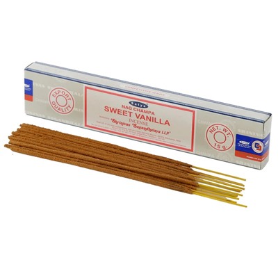 Nag Champa SWEET VANILLA Incense, Satya (Благовония НАГ ЧАМПА СЛАДКАЯ ВАНИЛЬ, Сатья), 15 г.
