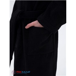 Детский махровый халат с капюшоном черный МЗ-04 (100)