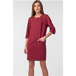 Платье повседневное короткое с карманами темно-красное
