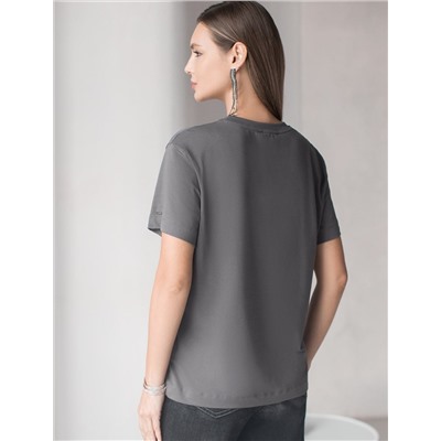 Нарядная футболка с принтом фольгой из премиального хлопка с эластаном