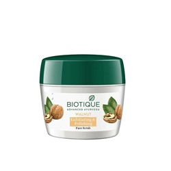 WALNUT, Exfoliating & Polishing Face Scrub, Biotique (ГРЕЦКИЙ ОРЕХ, Отшелушивающий и полирующий скраб для лица, для нормальной и сухой кожи, Биотик), 175 г.