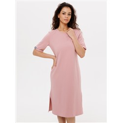 Трикотажное женское удлиненное платье-футболка LINGEAMO пудрово-розовое ВП-08 (102)