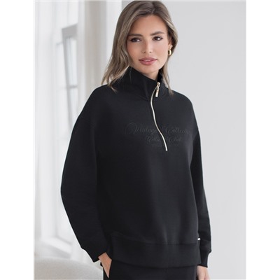 Джемпер с воротом на молнии из футера двухнитки с эластаном