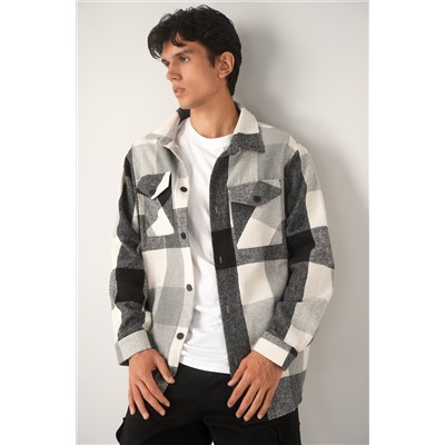 Мужская теплая рубашка в клетку Happyfox