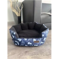 Лежанка для кошек круглая синие динозавры