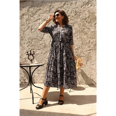 Romanovich Style 1-2373 черный/крупные_листики, Платье