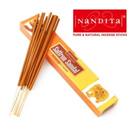 SAFFRON SANDAL Premium Masala Incense, Nandita (ШАФРАН САНДАЛ премиум благовония палочки, Нандита), 15 г.