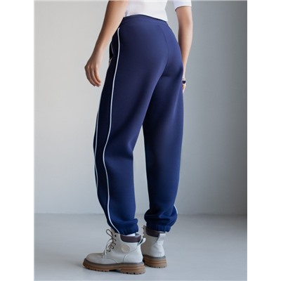 Теплые брюки джоггеры из эластичного футера трехнитки с начесом