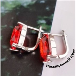 Серьги, покрытие родий, красный камень, арт.032.115