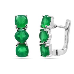 Серьги из серебра зеленый агат, Наоми