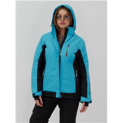 Горнолыжная куртка женская зимняя синего цвета 027S
