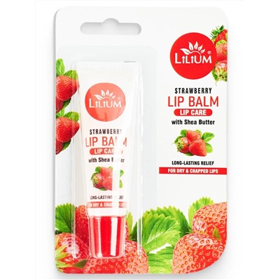 STRAWBERRY Lip Balm, Lilium (КЛУБНИЧНЫЙ бальзам для губ С МАСЛОМ ШИ, Лилиум), 10 г.