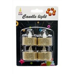 Набор свечей светодиодных на батарейках 3,5*3 см (4 шт) SF-7552, золото