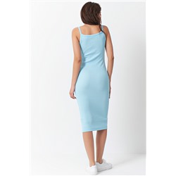 Платье-лапша летнее трикотажное из хлопка голубое