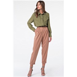 Рубашка легкая прямая из хлопка хаки