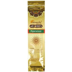 Ace Scents AGARWOOD Natural Masala Incense Sticks, Aromatika (АГАРОВОЕ ДЕРЕВО натуральные ароматические палочки, Ароматика), 20 палочек.