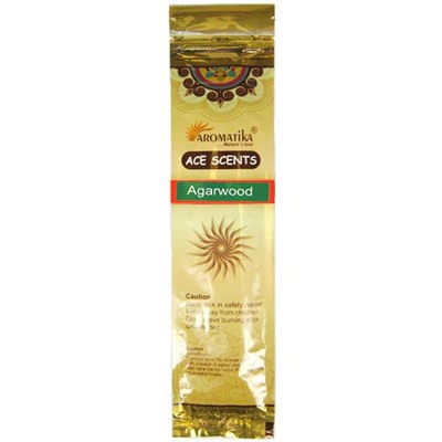 Ace Scents AGARWOOD Natural Masala Incense Sticks, Aromatika (АГАРОВОЕ ДЕРЕВО натуральные ароматические палочки, Ароматика), 20 палочек.