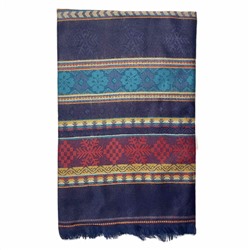 PASHMINA SHAWLS, Тёплый индийский палантин В КРАСНУЮ СНЕЖИНКУ, цвет ТЕМНО-СИНИЙ (размер 200 см. х 90 см.), 1 шт.