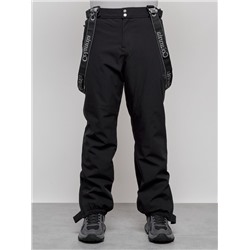 Полукомбинезон утепленный мужской зимний горнолыжный черного цвета 7504Ch