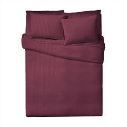 Комплект постельного белья Страйп-сатин Verossa темно-бордовый КПБ-НС-08