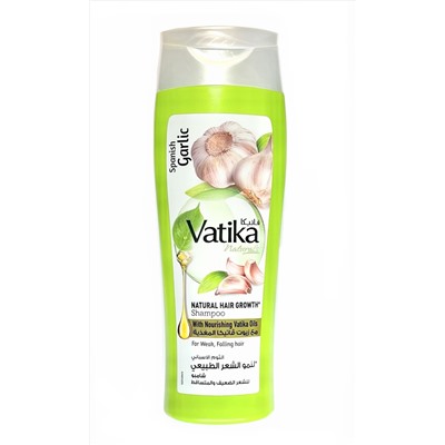 Vatika SPANISH GARLIC Natural Hair Growth Shampoo, Dabur (Ватика ИСПАНСКИЙ ЧЕСНОК Шампунь ДЛЯ РОСТА ВОЛОС для ослабленных и выпадающих волос, Дабур), 400 мл.