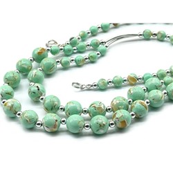 Колье двойное шарики 6-10мм с перламутром, цв.мятный, 50см