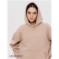 Женский худи оверсайз из футера с начесом Lingeamo кофейный ВК-24 (3)