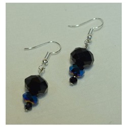 Серьги Чешское стекло шарик цвет черный, сапфир SH 501171