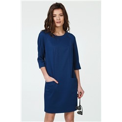 Платье повседневное короткое с карманами синее