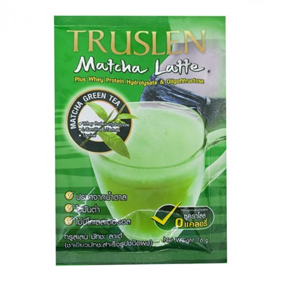 MATCHA LATTE Plus Whey Protein Hydrolysate & Oligoflfructose, Truslen (Напиток растворимый МАТЧА ЛАТТЕ с гидролизатом сывороточного протеина и олигофруктозой), 16 г.