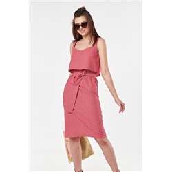 Сарафан легкий на широких бретельках из хлопка в полоску на красном