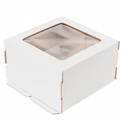 Коробка с окном 22*22*13 см, белая (самолет)