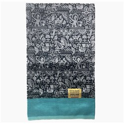 Сари ISHITA HOUSE, Dollar, с печатным принтом СБОР УРОЖАЯ, с ГОЛУБОЙ каймой (Size: Onesize, с отрезом для блузы), 1 шт.