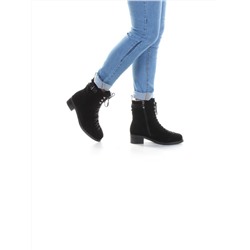 A358-349M-2 BLACK Ботинки женские (натуральная замша, нат.мех) размер 36
