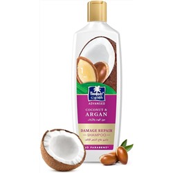 Coconut & Argan Shampoo DAMAGE REPAIR, Parachute (ВОССТАНАВЛИВАЮЩИЙ шампунь с кокосом и арганой, без парабенов, Парашют), 340 мл.