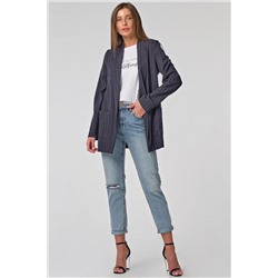 Жакет легкий прямой без подкладки в полоску темно-синий