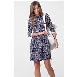 Платье трикотажное мини с пышной юбкой с принтом