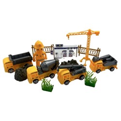 Набор Строительной техники 4шт + фигурка + аксессуары 21*21см / пакет 206-2