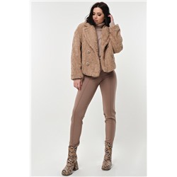 Укороченная шуба из эко меха бежевая