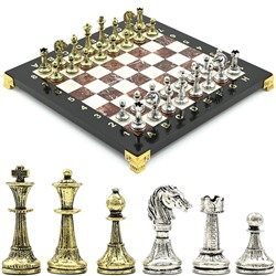 Шахматы подарочные с металлическими фигурами "Стаунтон", 250*250мм.