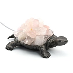 Светильник USB с розовым кварцем "Черепаха" цв. патина 115*84*45мм